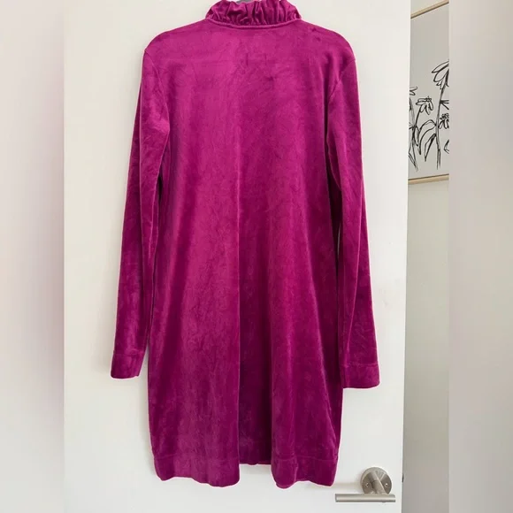 Lilly Pulitzer Skipper Ruffle Dress Magenta Pink Velour Pocket Fall Winter Party - Picture 5 of 9